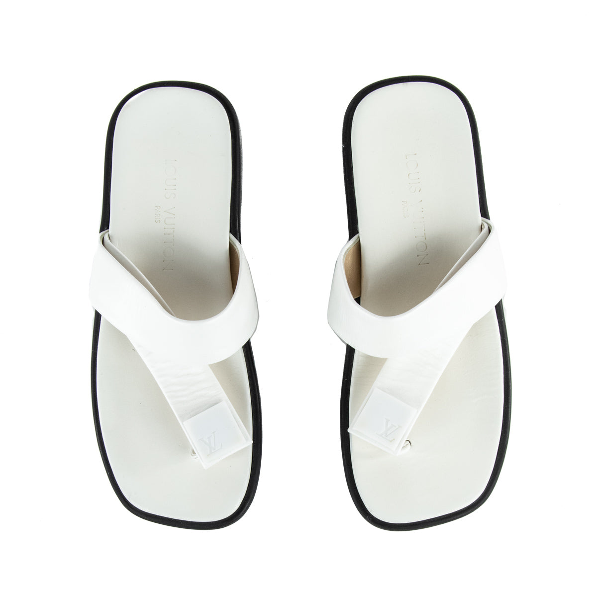Louis Vuitton sandals flip-flops white leather 9 LV or 10 US 43 EUR FD0076