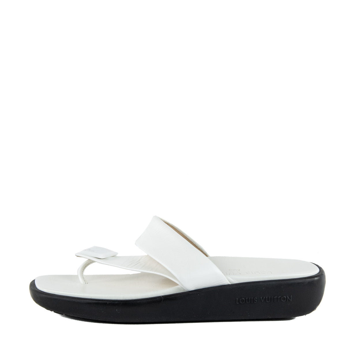 Louis Vuitton White Leather Slide Sandals - Consign Louis Vuitton CA