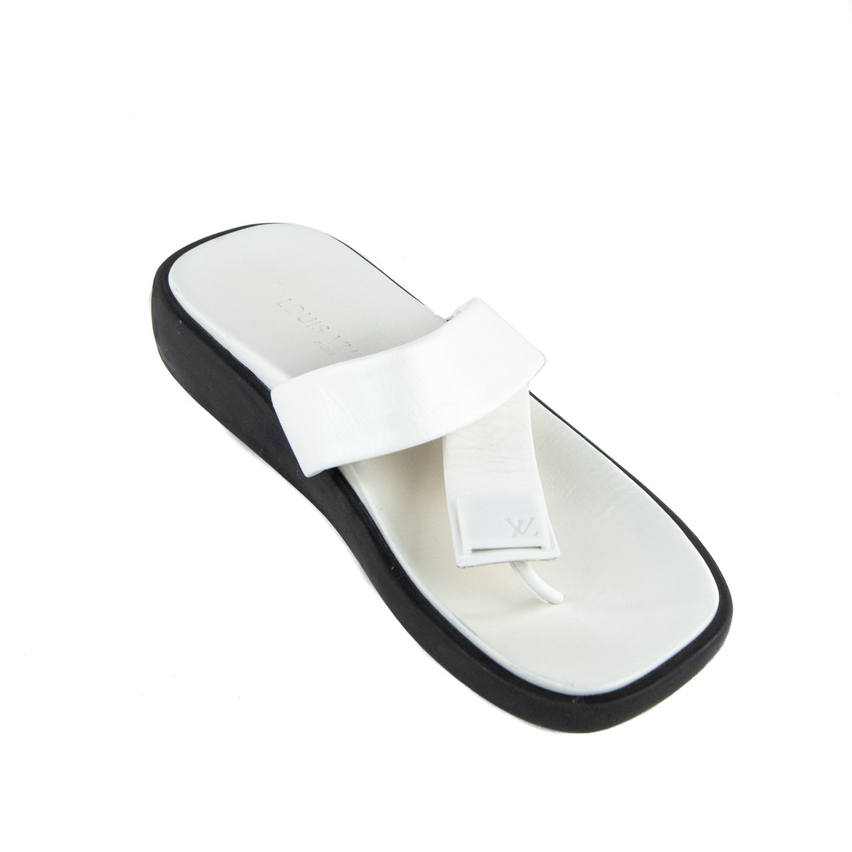 Louis Vuitton White Leather Slide Sandals - Consign Louis Vuitton CA