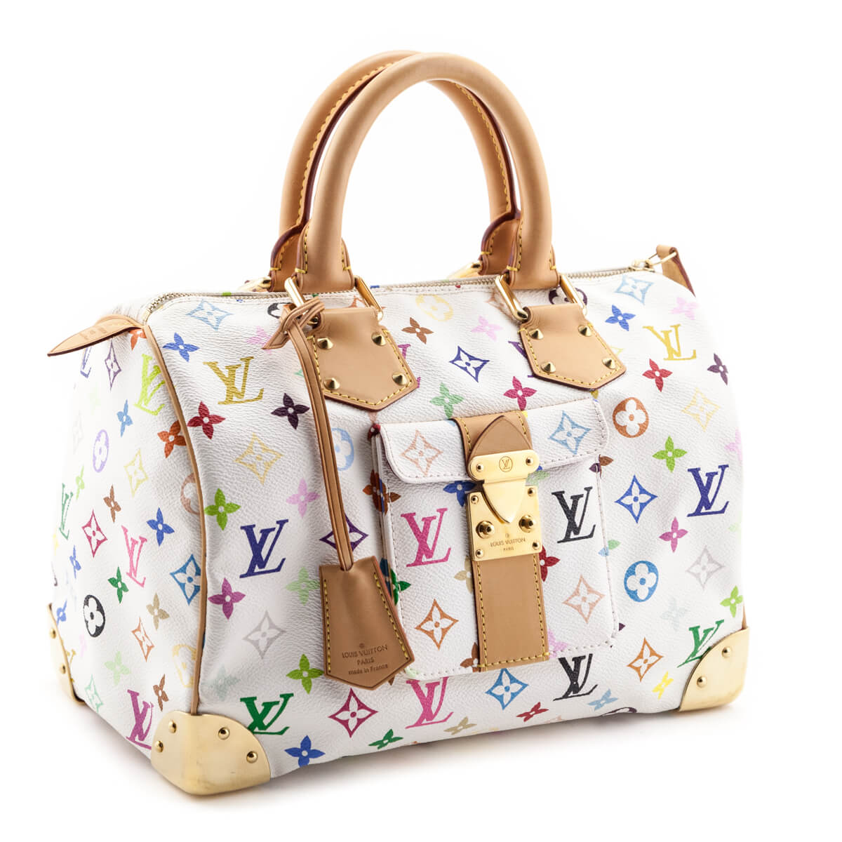 Louis Vuitton White Monogram Multicolore Speedy 30 - Love that Bag etc - Preowned Authentic Designer Handbags & Preloved Fashions