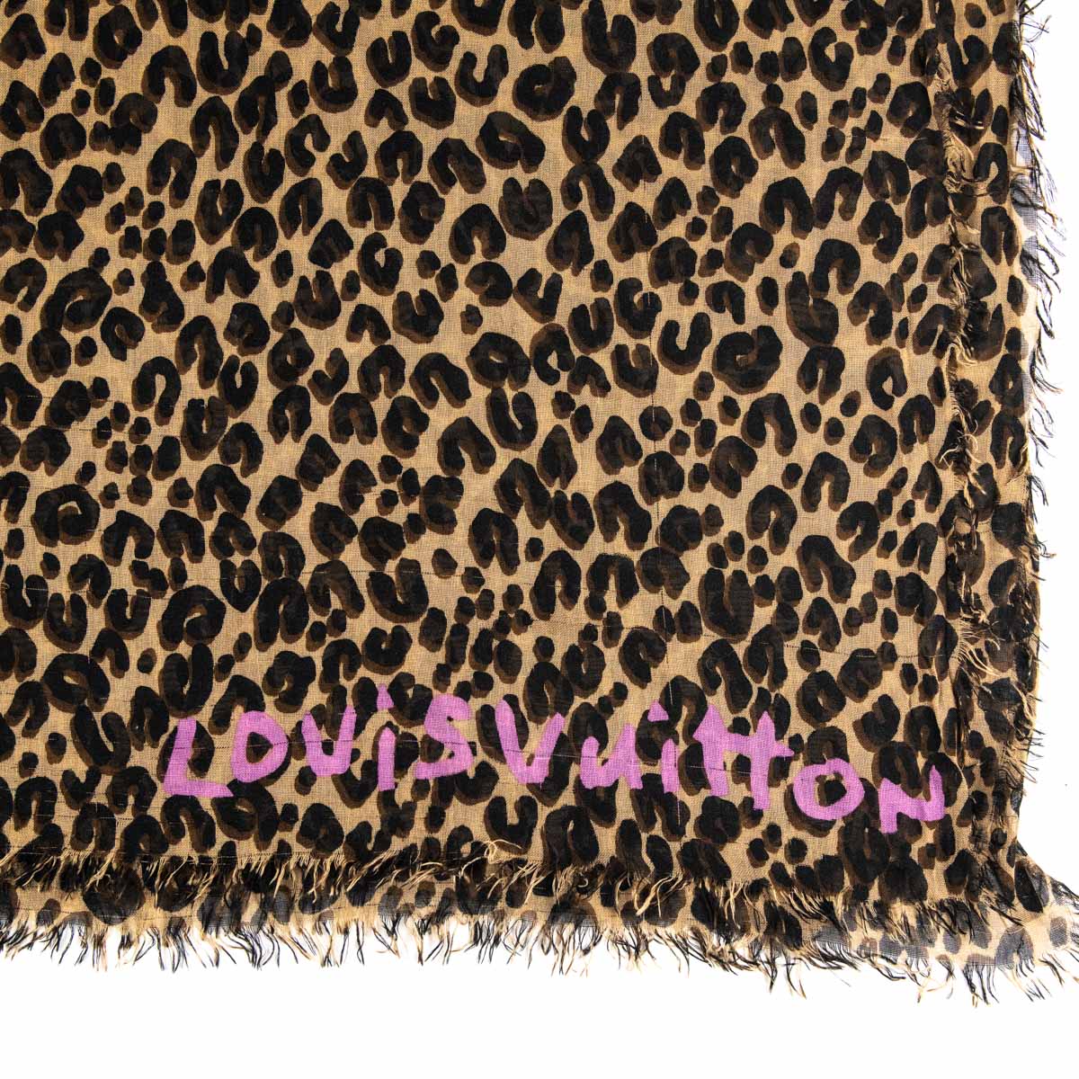 Louis Vuitton Brown Leopard Print Cashmere and Silk Stephen Sprouse  Graffiti Scarf Louis Vuitton