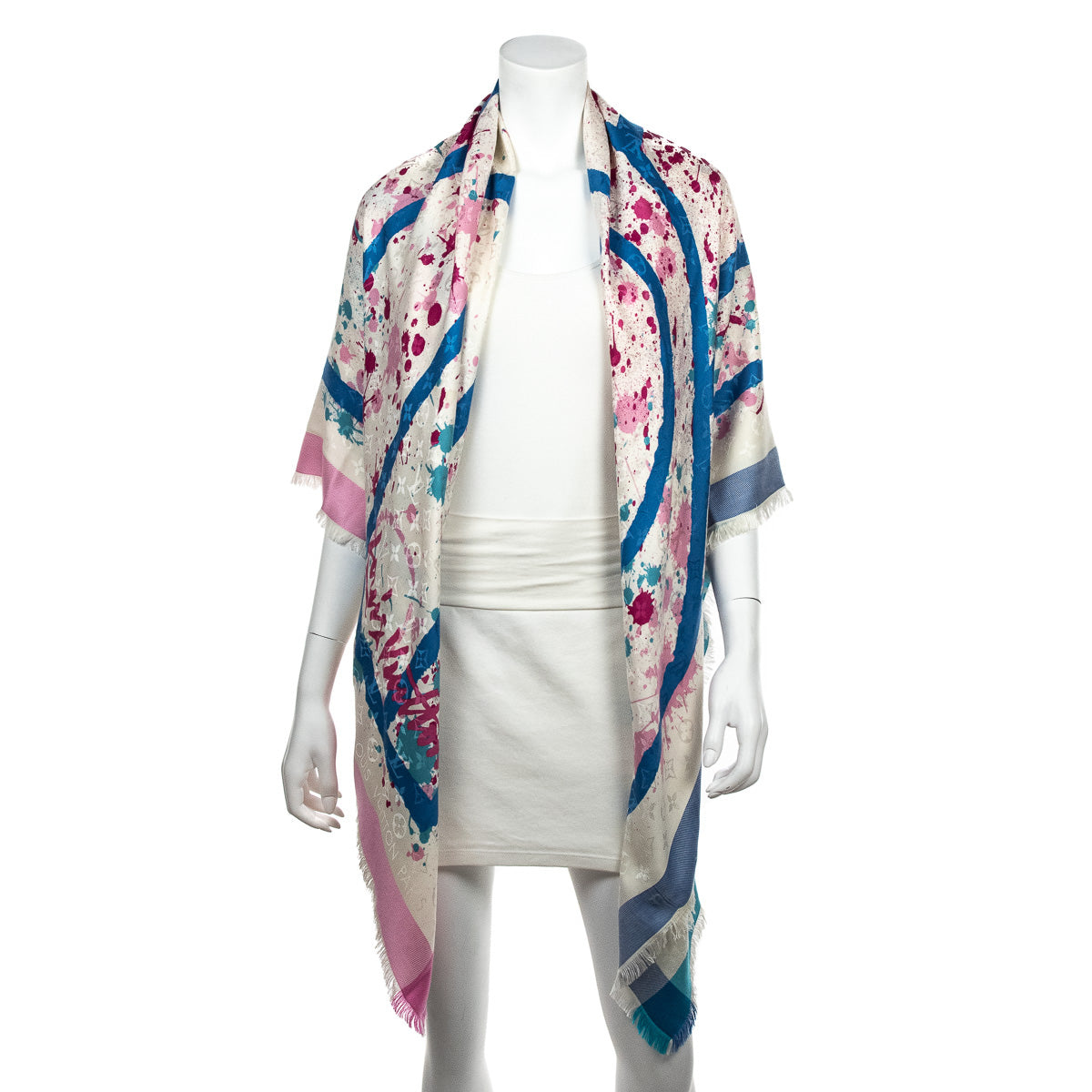 Pre-owned Louis Vuitton 2019-20AW MONOGRAM LV POP SHAWL Blue Pink Scarf