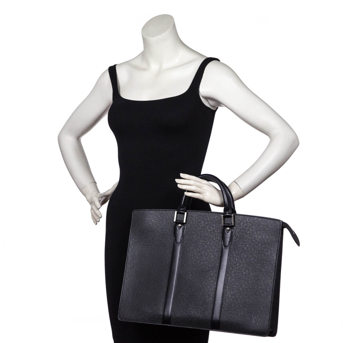 Buy Louis Vuitton Anton Briefcase Taiga Leather Black 2049501