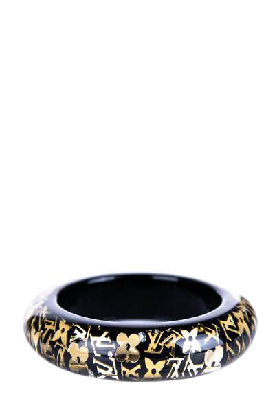 Louis Vuitton Wide Inclusion Bangle Bracelet - Black, Gold-Plated