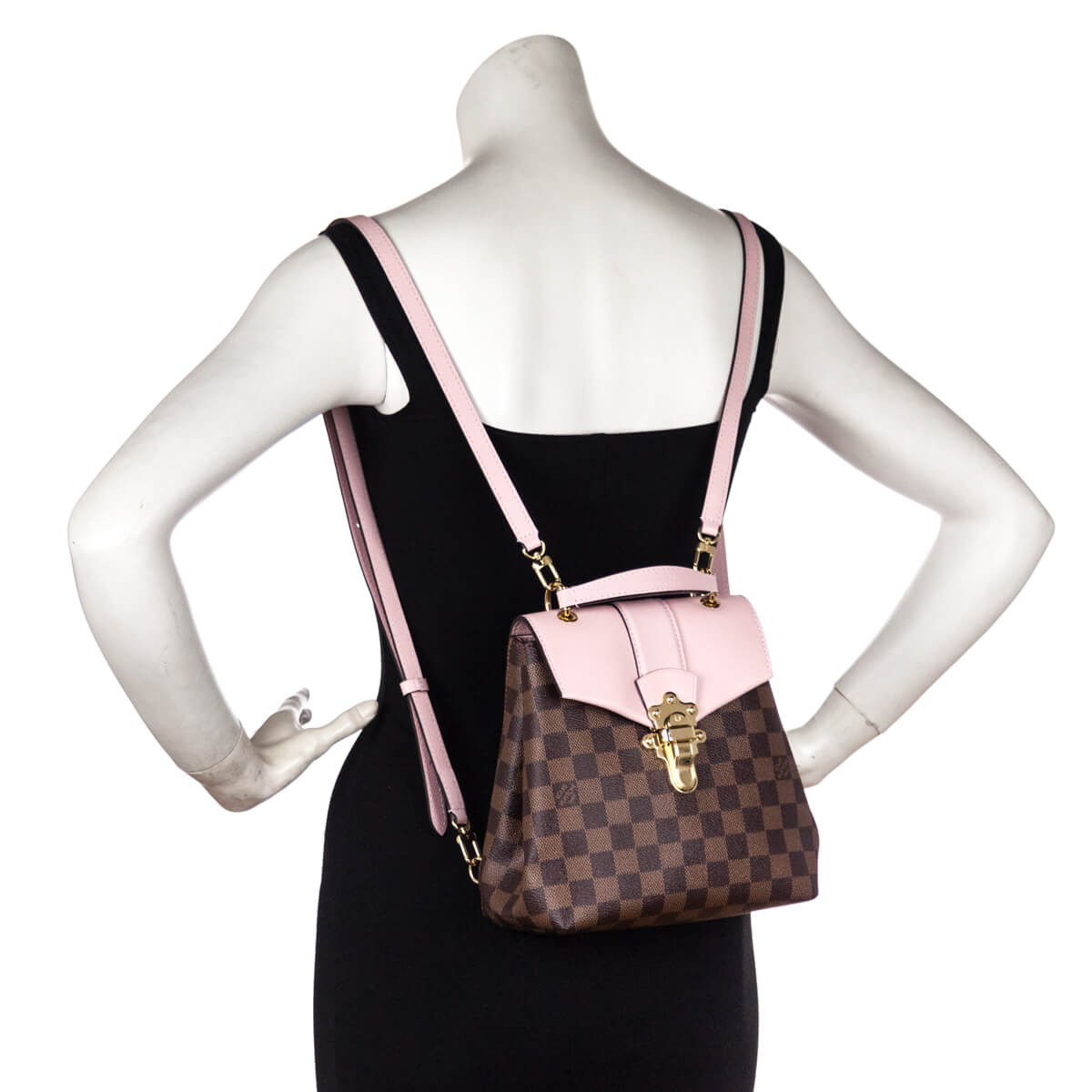 Authenticated Used Louis Vuitton Bag Clapton Backpack Magnolia x Ebene Pink  Brown Mini Rucksack Ladies Damier N42262 LOUISVUITTON 