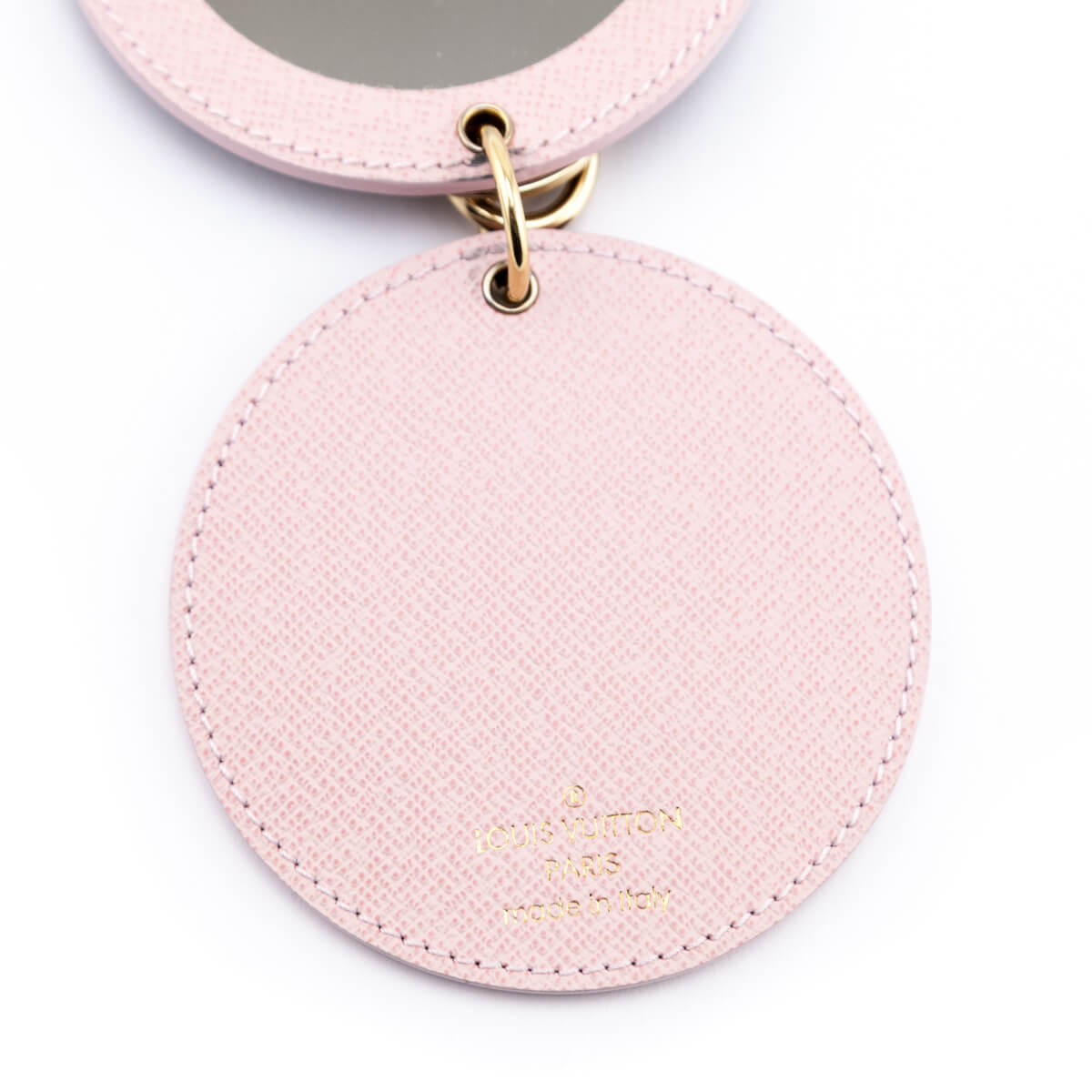 LOUIS VUITTON Monogram LV Compact Mirror Bag Charm Keychain Round Light Pink