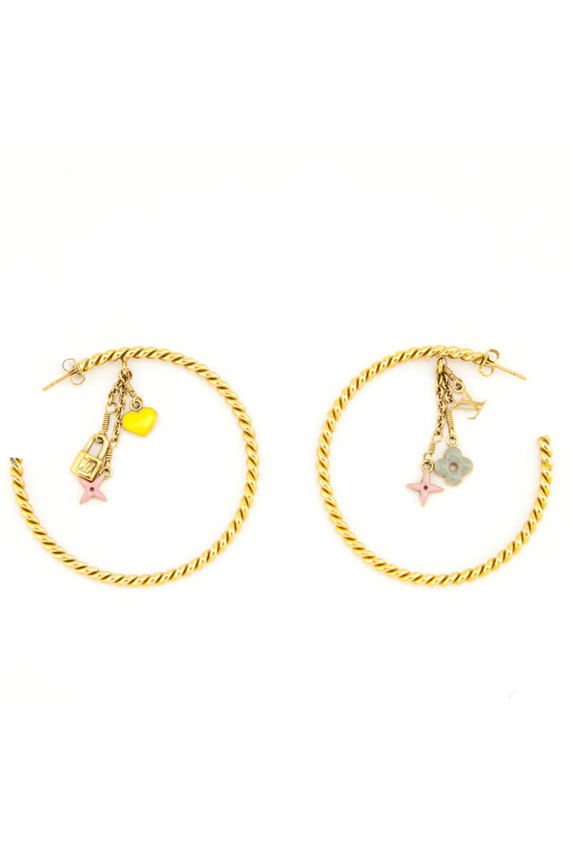 Louis Vuitton Sweet Monogram Hoop Earrings Metal and Resin Gold 969723