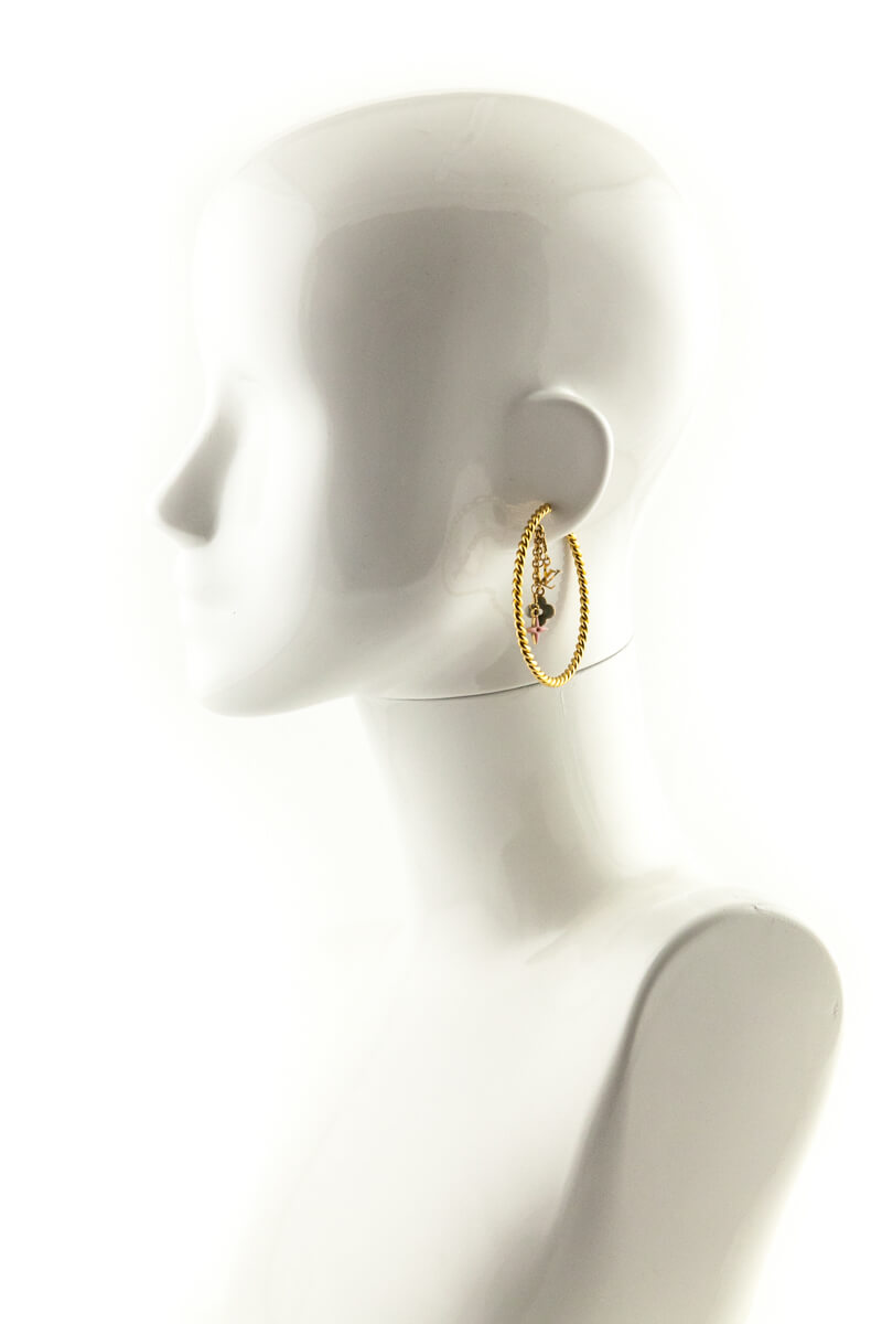 Louis Vuitton, Jewelry, Louis Vuitton Sweet Monogram Gold Charm Hoop  Earrings Worn Once