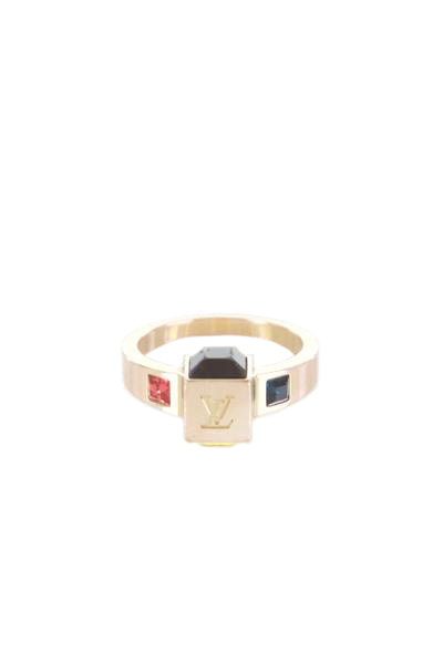 Louis Vuitton Gamble Crystal Gold Tone Ring Size EU 54 at 1stDibs
