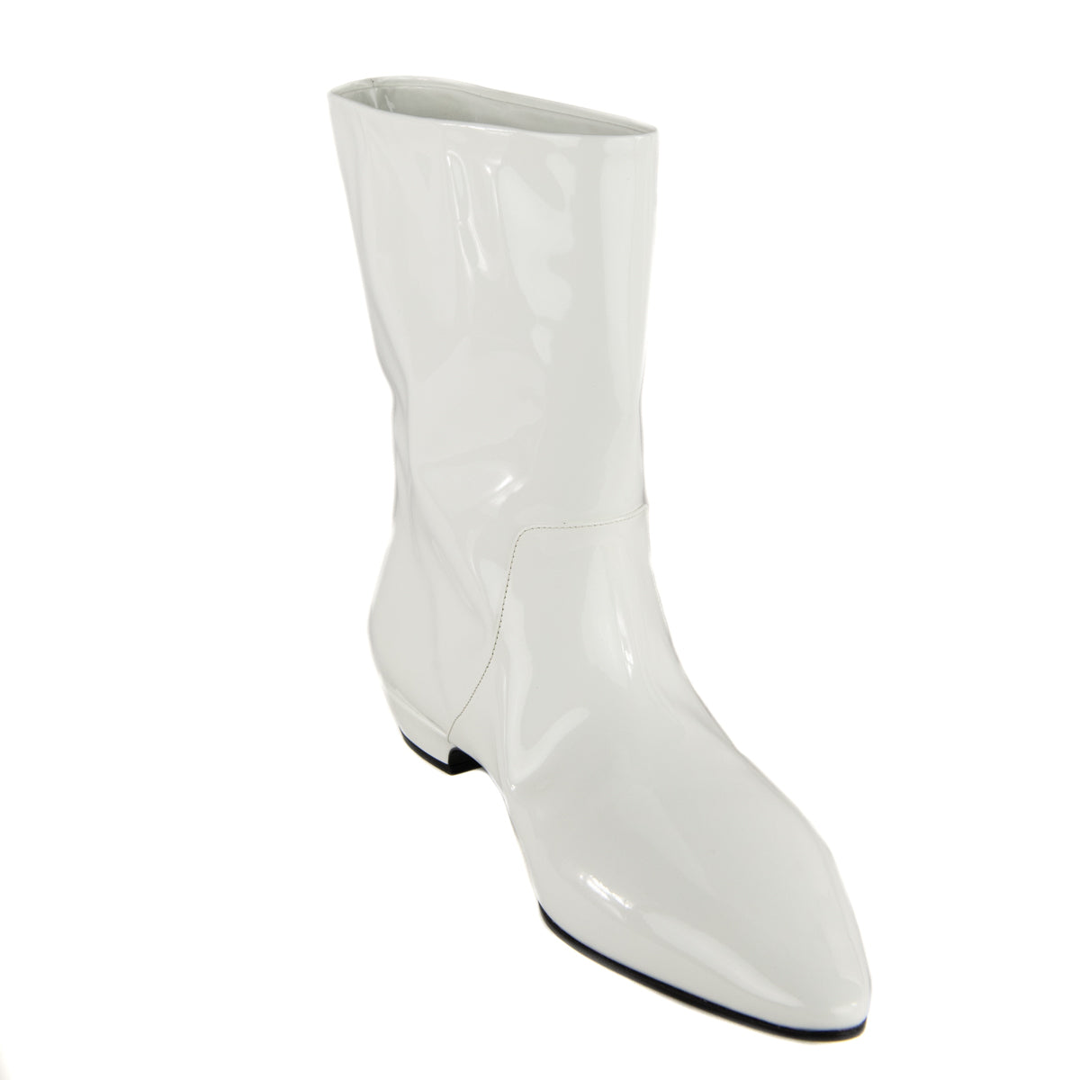 Miu Miu White Patent Leather Logo Ankle Boots Size 11 | EU 41 - Love that Bag etc - Preowned Authentic Designer Handbags & Preloved Fashions
