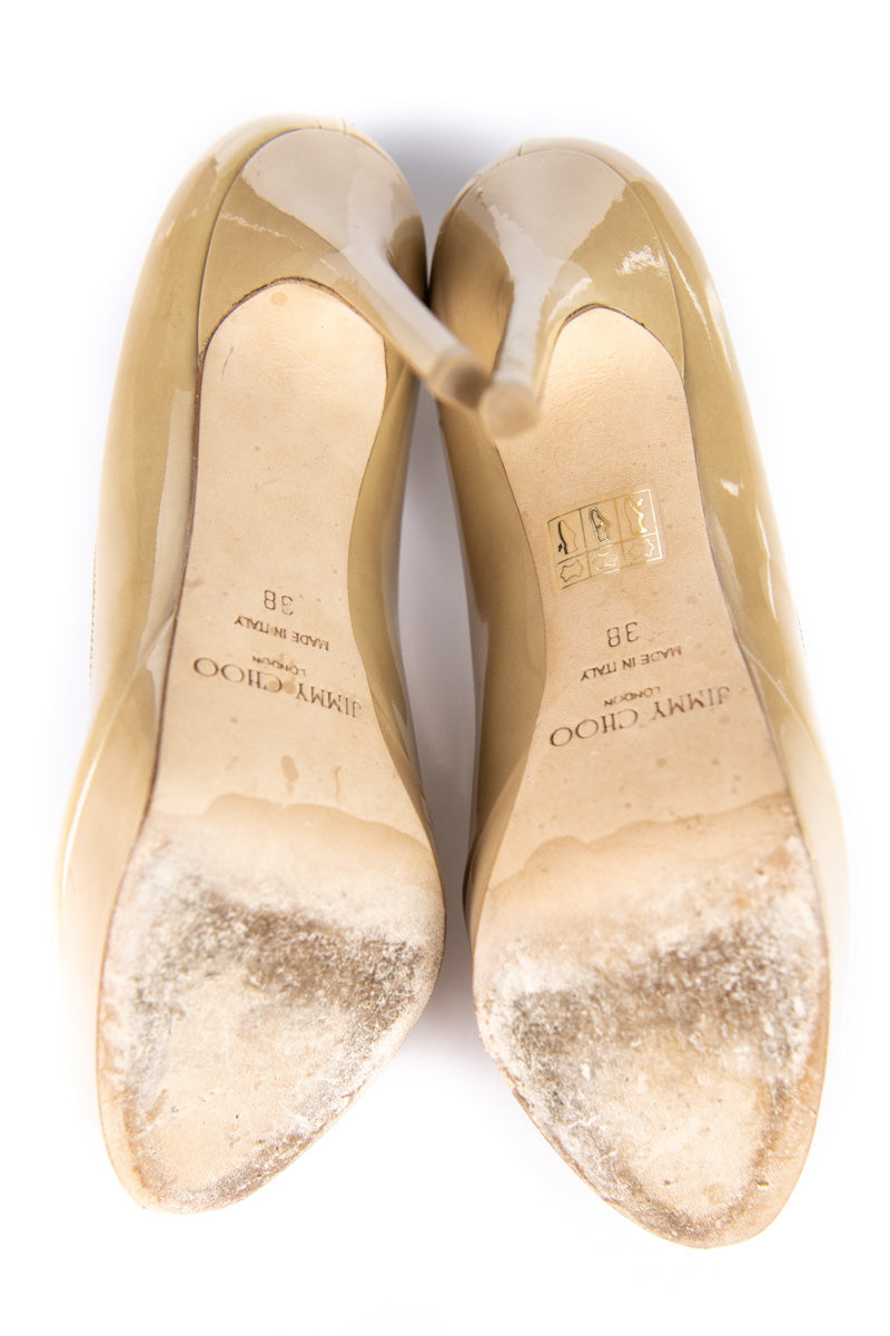 Jimmy Choo Beige Patent Platform Pumps - Shop Jimmy Choo Online CA