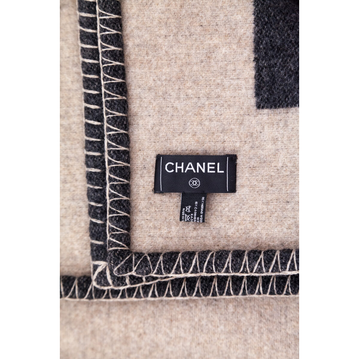 Chanel Taupe and Black Wool and Cashmere CC Blanket - Love that Bag etc - Preowned Authentic Designer Handbags & Preloved Fashions