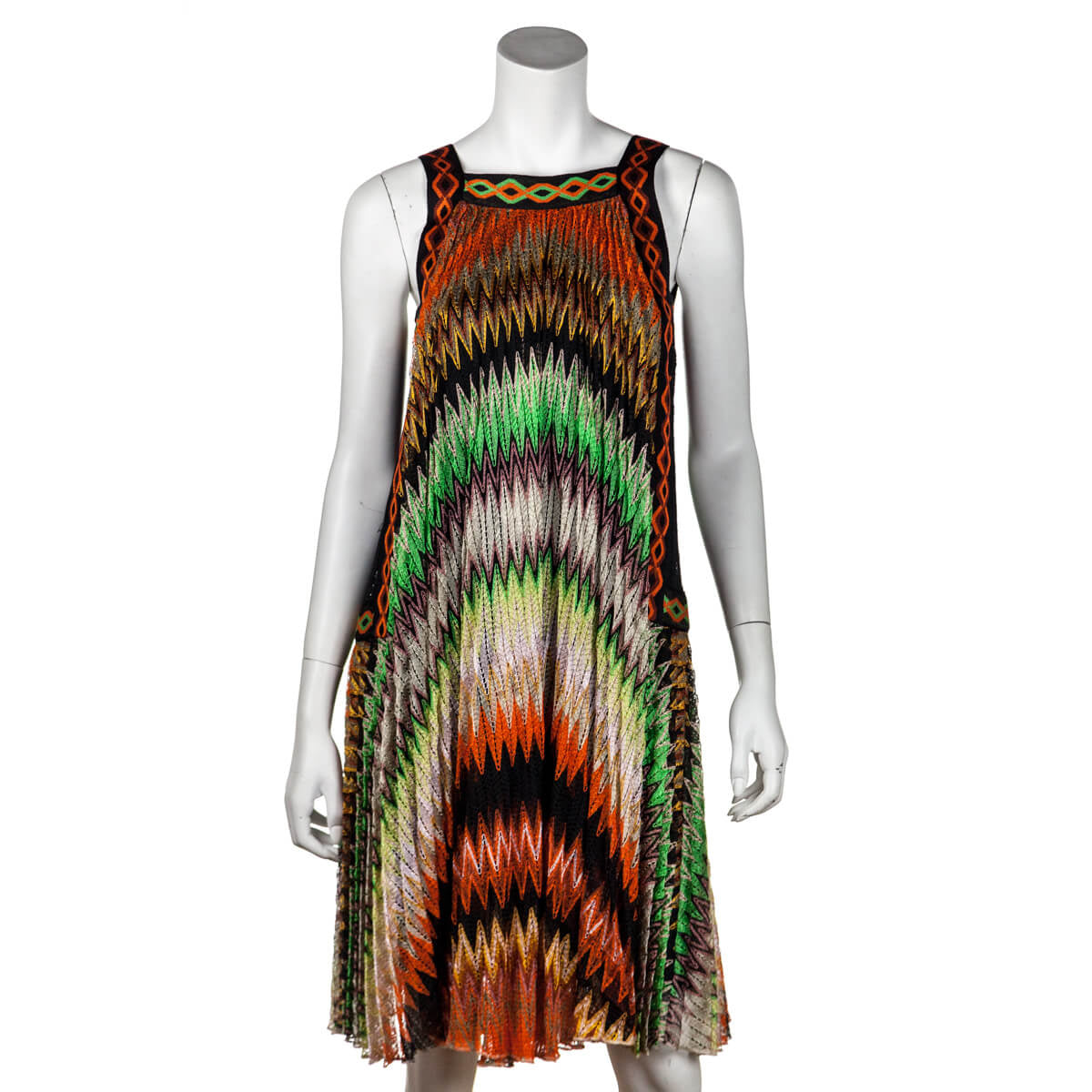 Missoni Multicolor Pleated Zigzag Knit Dress Size XXS | IT 38 - Love that Bag etc - Preowned Authentic Designer Handbags & Preloved Fashions