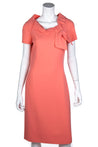 Oscar de la Renta Coral Wool Crepe Dress Size M | US 8 - Love that Bag etc - Preowned Authentic Designer Handbags & Preloved Fashions