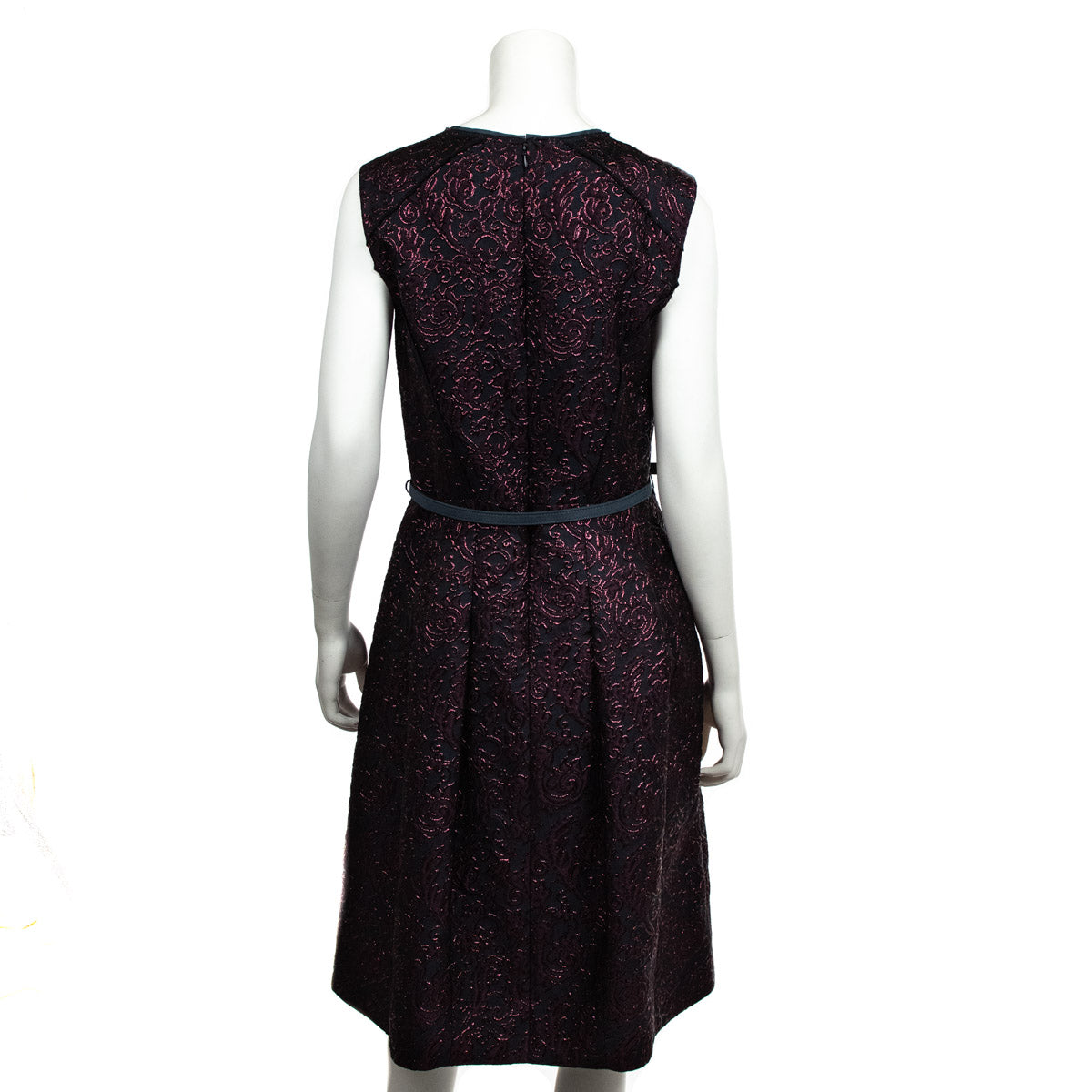 Oscar de la Renta Burgundy & Black Brocade Dress Size XL | US 12 - Love that Bag etc - Preowned Authentic Designer Handbags & Preloved Fashions