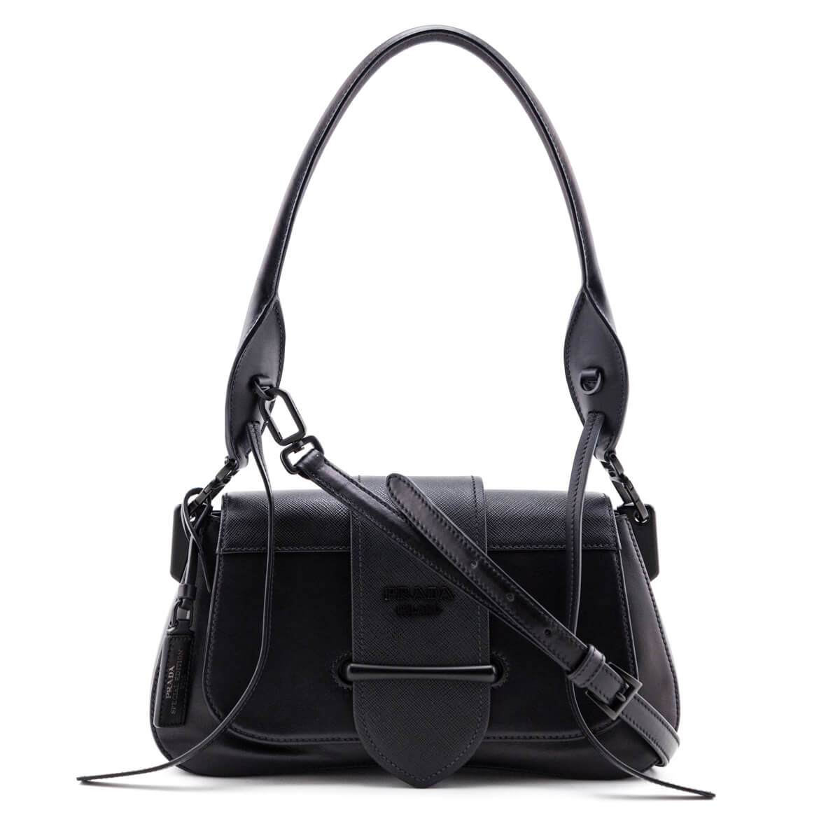 Prada Sidonie Leather Shoulder Bag White / Black – newlookbag