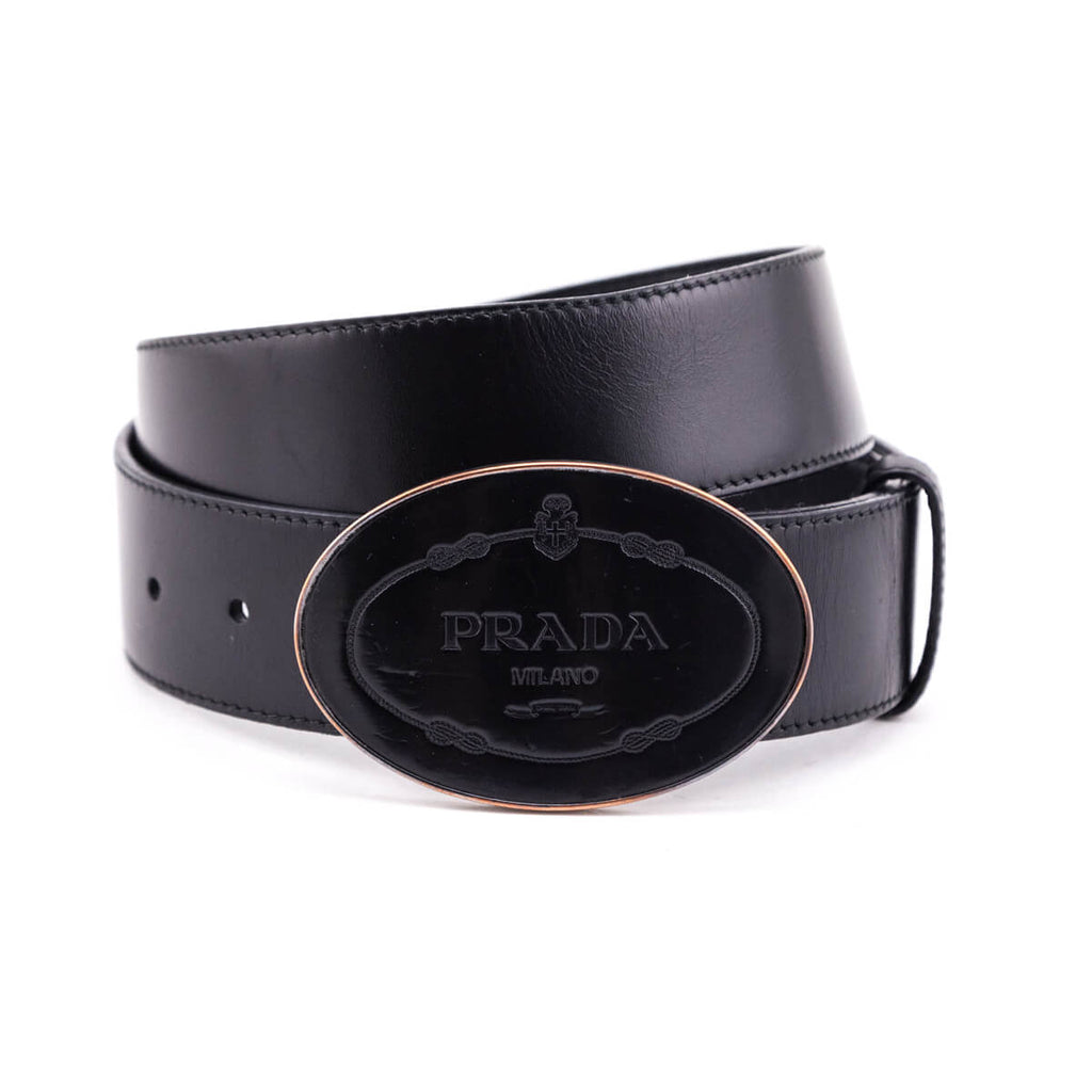 Prada Black Leather Belt Size XS