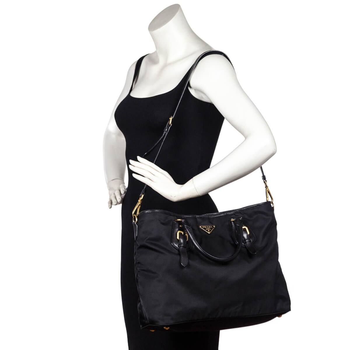 Prada Black & White Calfskin Convertible Handbag QNBFLV3PMB001