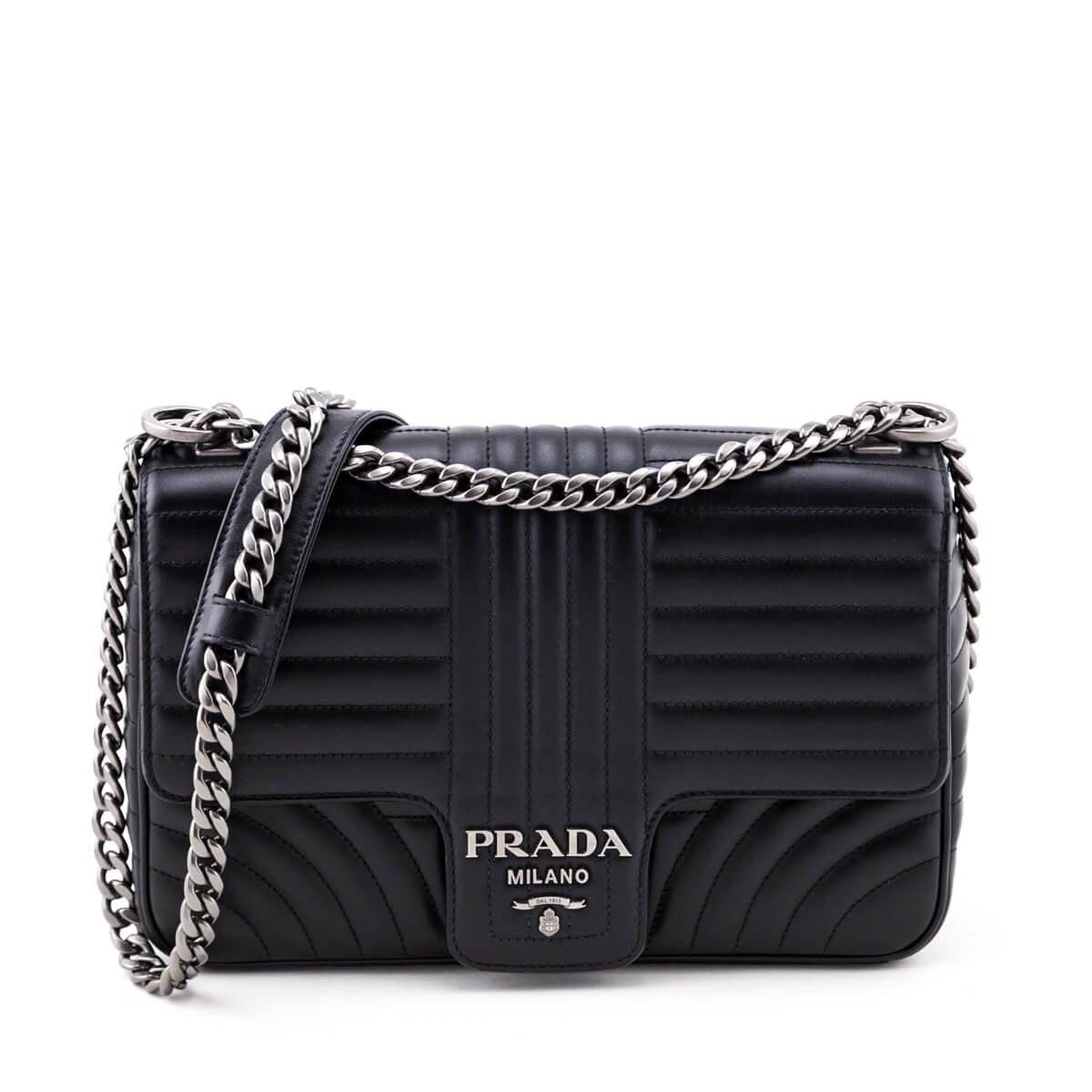 Prada Black Quilted Soft Calfskin Large Diagramme Flap Bag - Love that Bag etc - Preowned Authentic Designer Handbags & Preloved Fashions