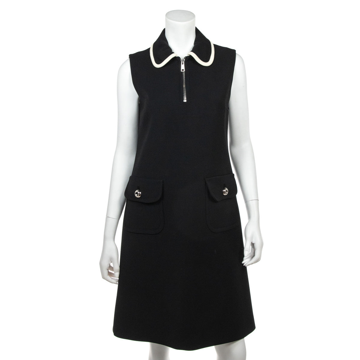 Prada Black Wool Peter Pan Collar Sleeveless Dress Size XS | IT 40 - Love that Bag etc - Preowned Authentic Designer Handbags & Preloved Fashions