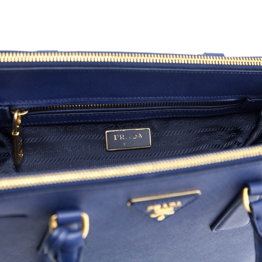 Medium Saffiano Lux Single Zip Tote Bluette