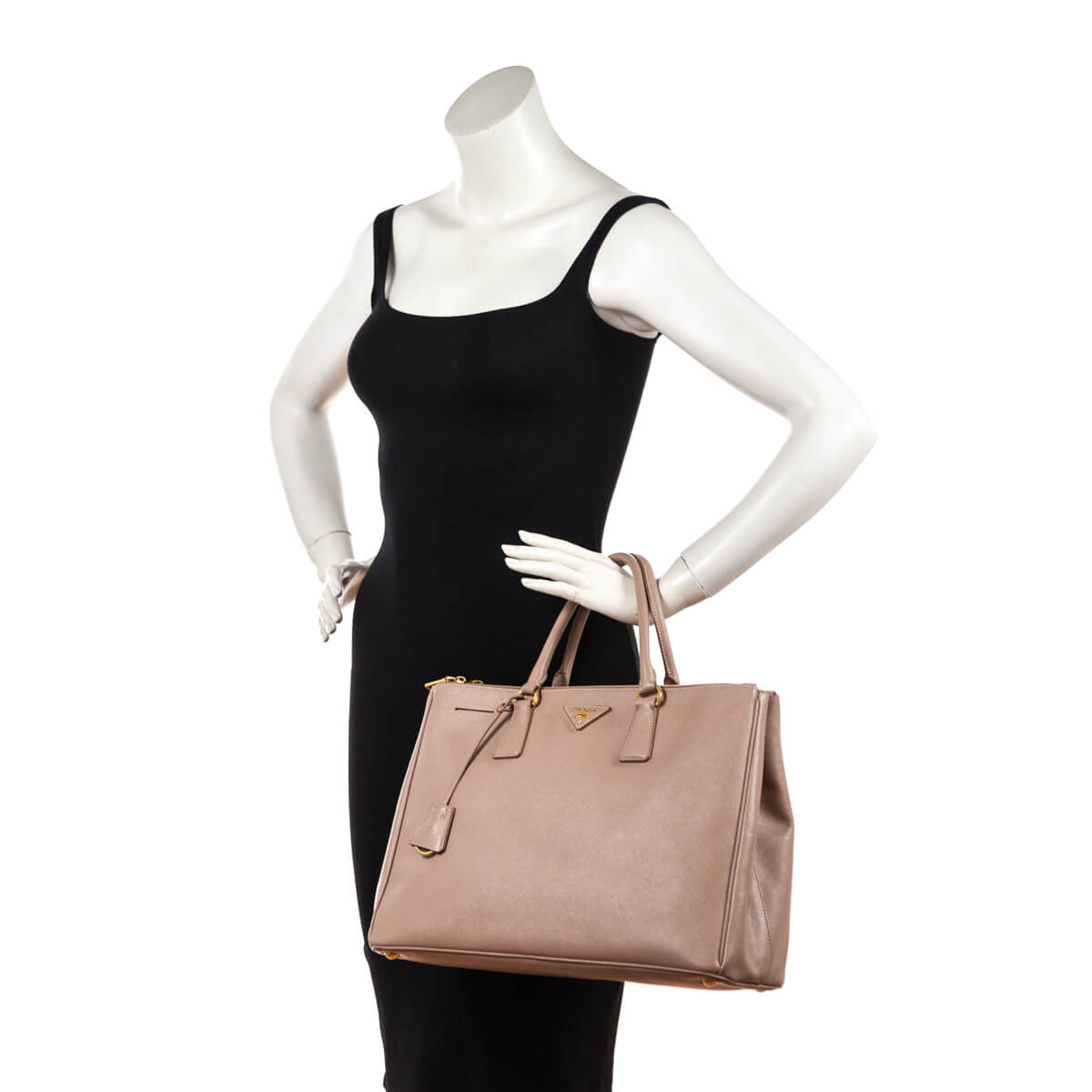 Prada Saffiano Lux Medium Tote Bag Cammeo Nude Colour-Very Good Cond &  Authentic