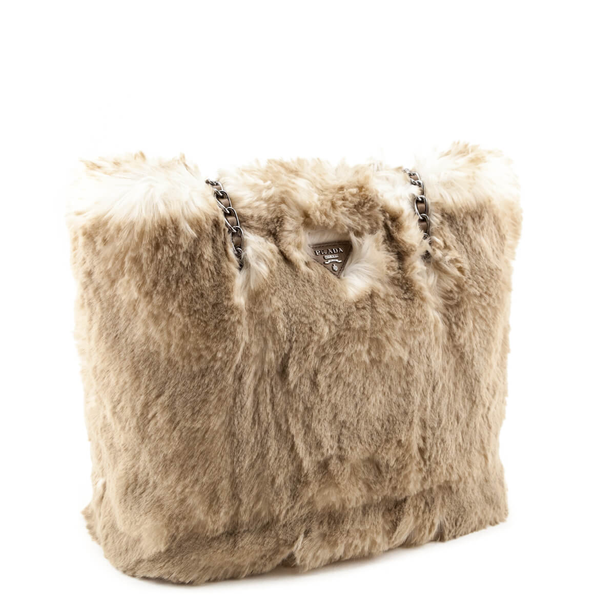 Prada Faux Fur Chain Link Tote Bag