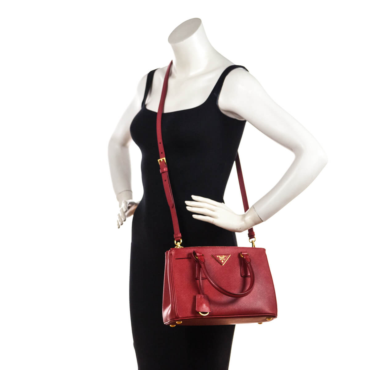 Outfit ideas - How to wear Prada Saffiano Small Double-Handle Tote Bag, Red  (Fuoco) - WEAR