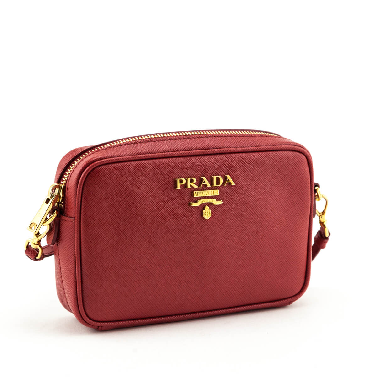 Prada Saffiano Camera Crossbody Red in Saffiano Leather with Gold-tone - US
