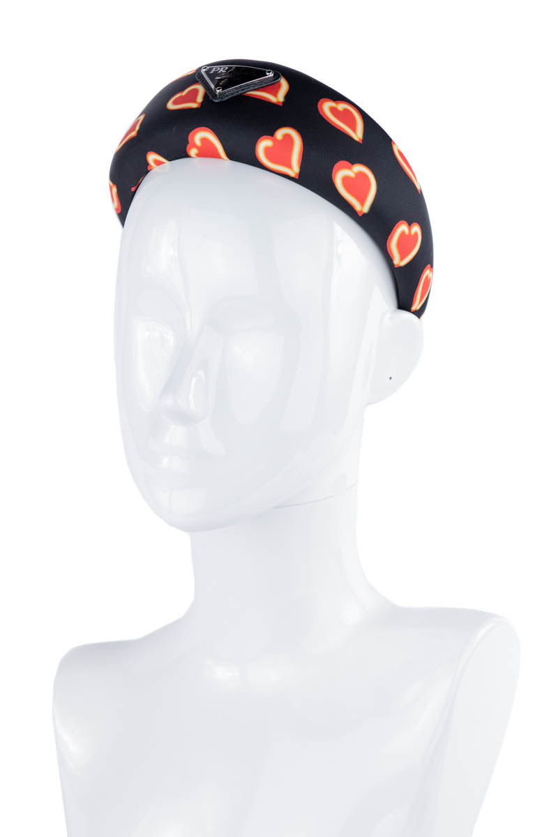 Prada Black & Red Heart Print Headband - Love that Bag etc - Preowned Authentic Designer Handbags & Preloved Fashions