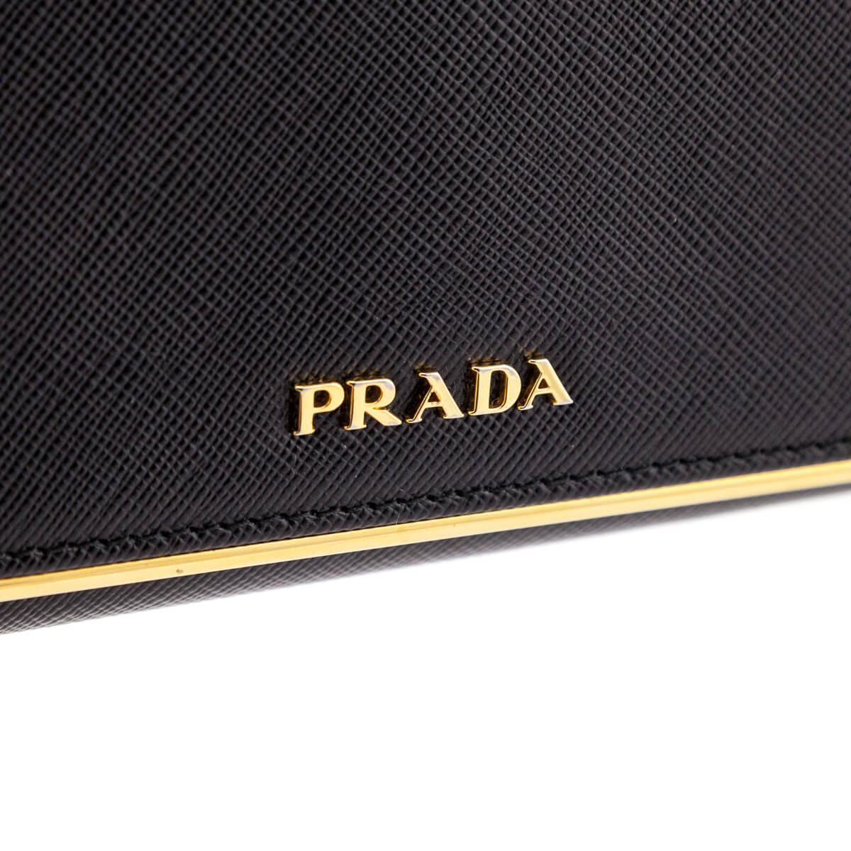 PRADA Saffiano Metal Bar Continental Flap Wallet Black 1154742