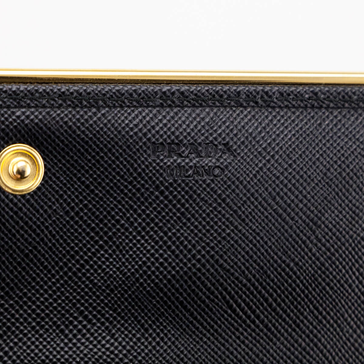 PRADA Saffiano Leather Flap Wallet With Metal Bar Detail, Luxury