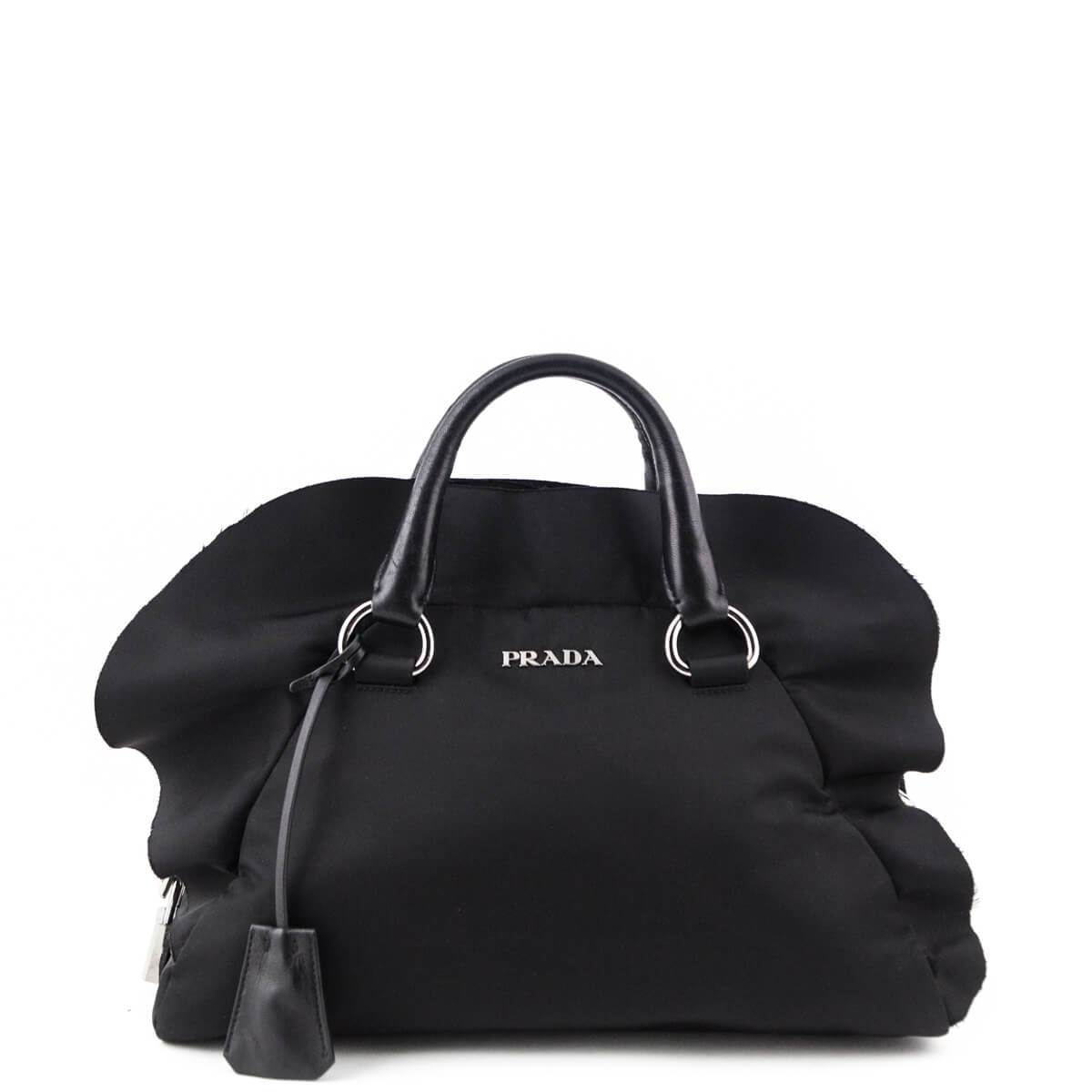 Prada Ebano/Black Velluto Jacquard Bauletto Bag BL0621 - Yoogi's Closet