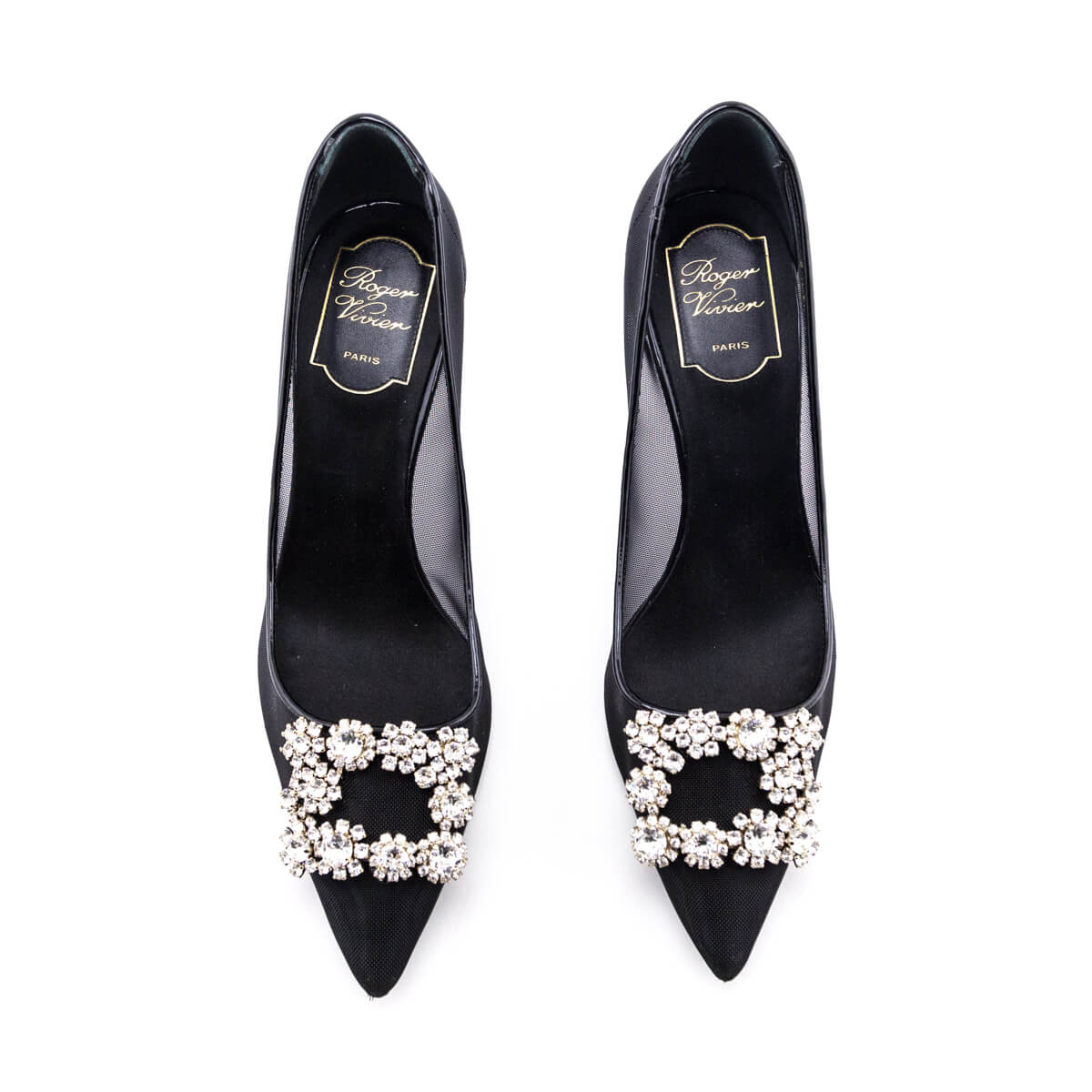 Roger Vivier Black Mesh Embellished Pumps Size US 8.5 | EU 38.5 - Love that Bag etc - Preowned Authentic Designer Handbags & Preloved Fashions