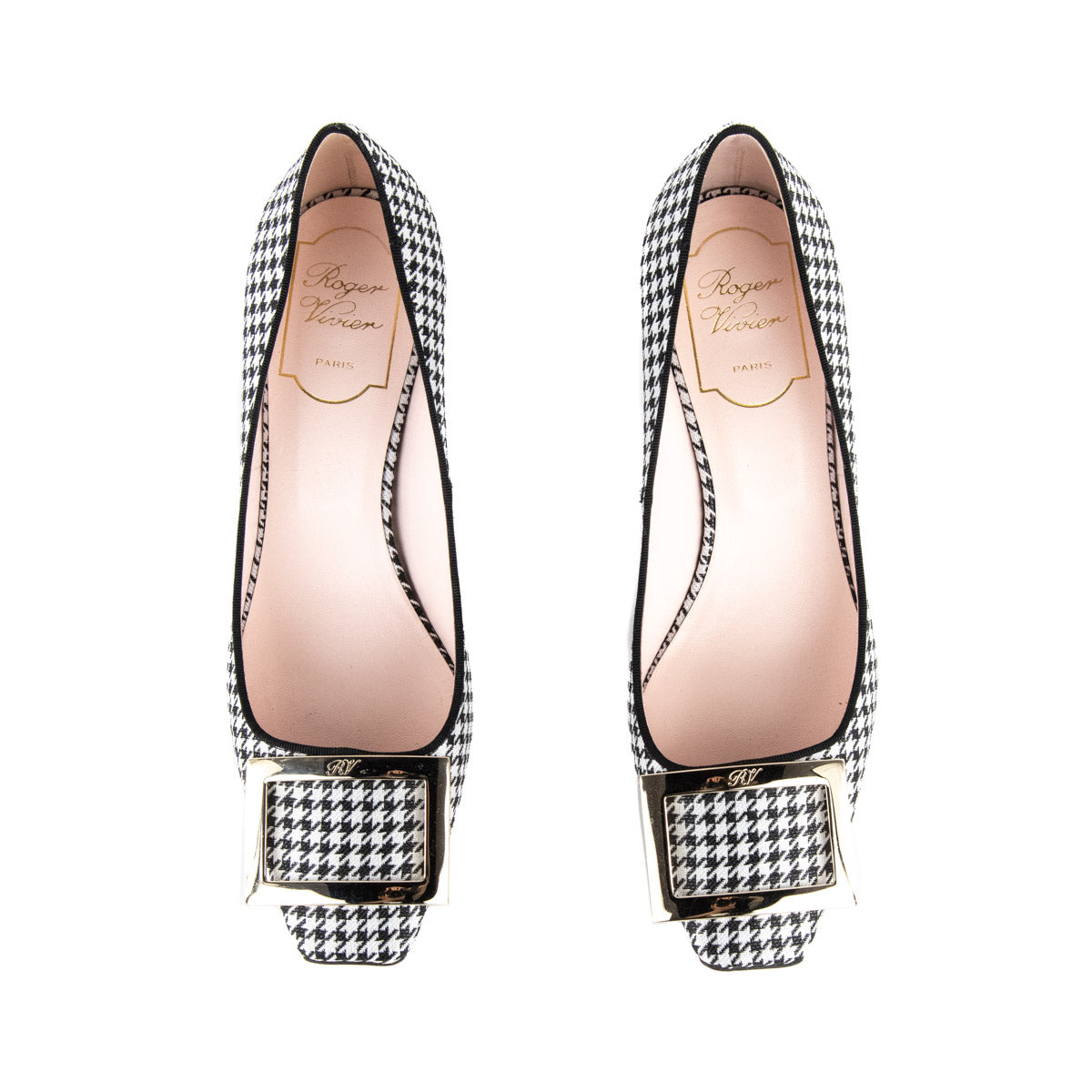 Roger Vivier Black & White Houndstooth Printed Buckle Pumps Size US 6.5 | EU 36.5 - Love that Bag etc - Preowned Authentic Designer Handbags & Preloved Fashions