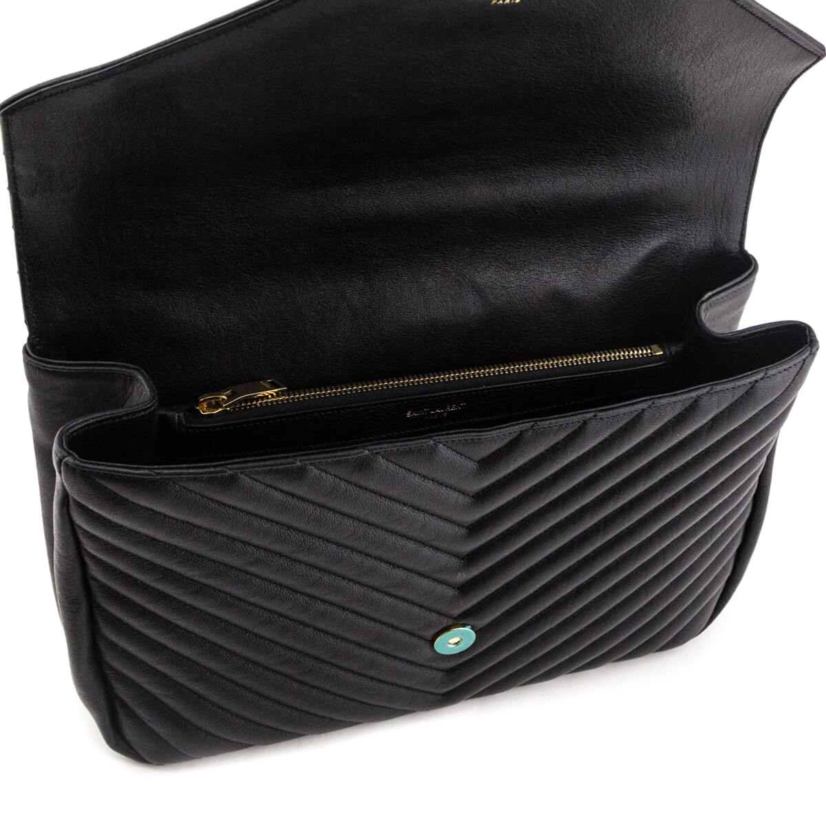 Saint Laurent Black Chevron Matelasse Sheepskin Large College Bag - Love that Bag etc - Preowned Authentic Designer Handbags & Preloved Fashions