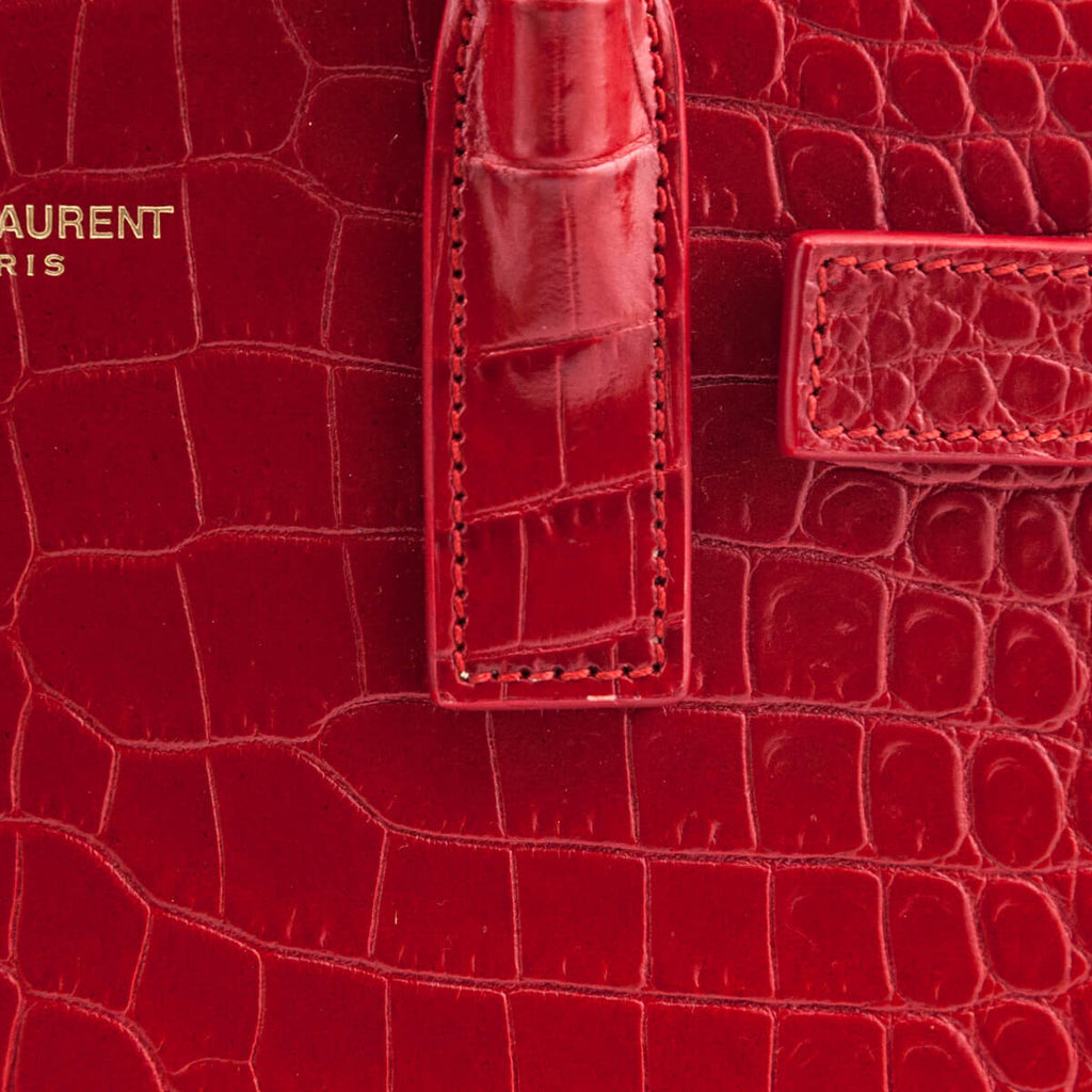 Saint Laurent Sac de Jour Nano - Black Embossed Crocodile Shiny Leathe –  Lafayette Consignment