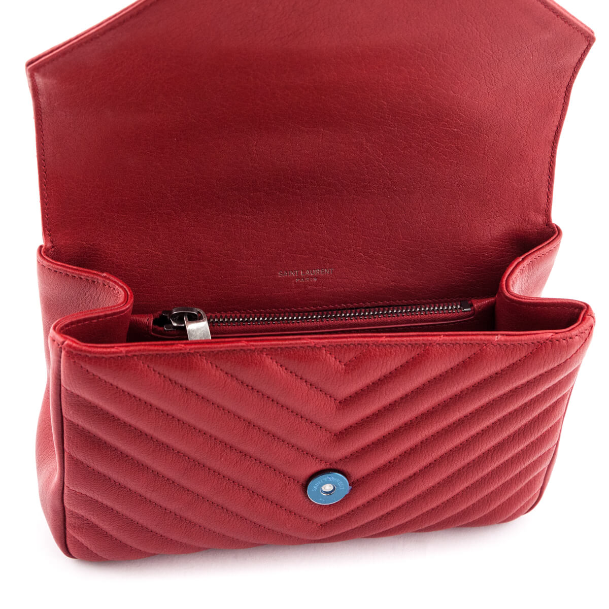 Saint Laurent Red Quilted Sheepskin Medium College Bag