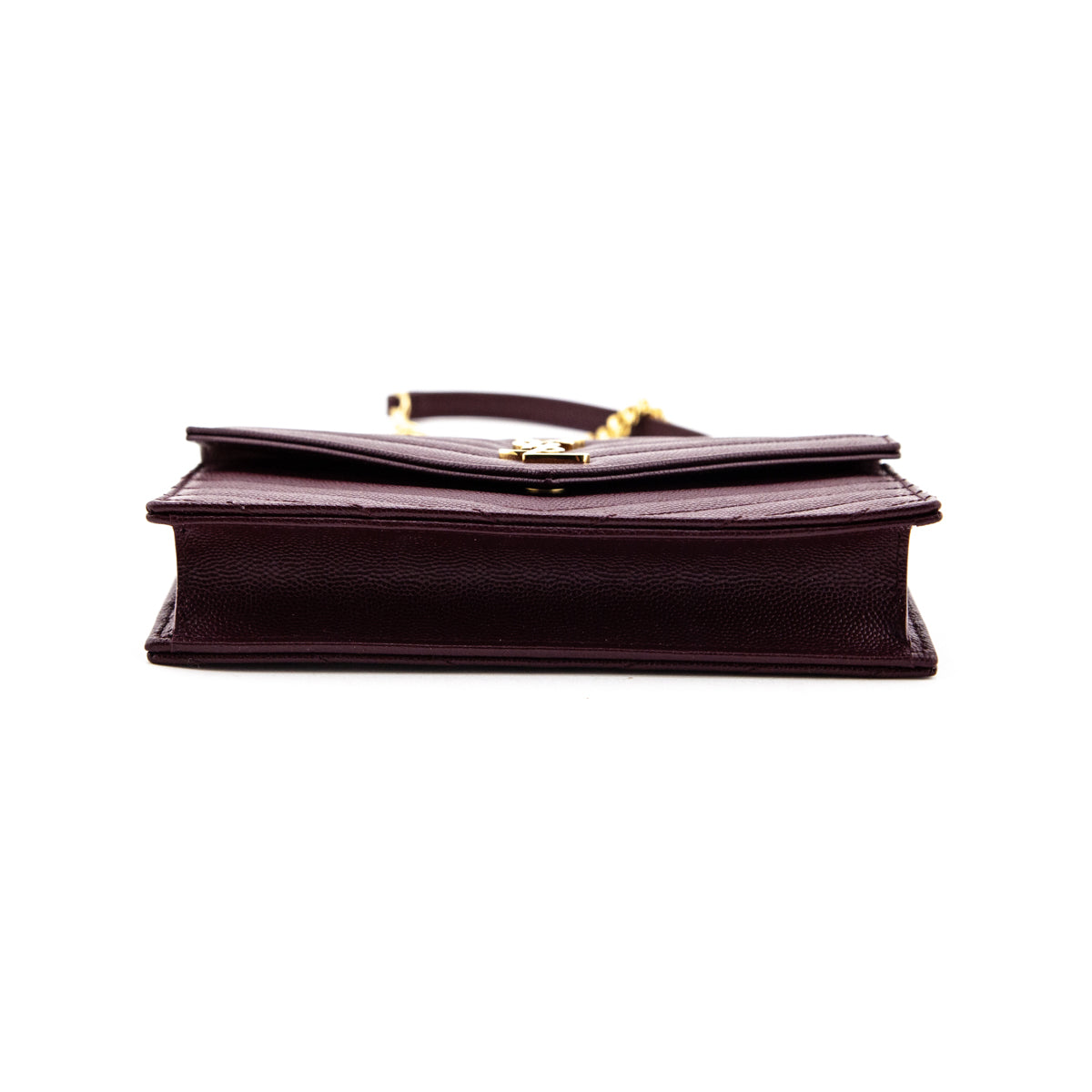 Saint Laurent Monogram Chain Wallet Matelasse Grain de Poudre Gold-tone  Black