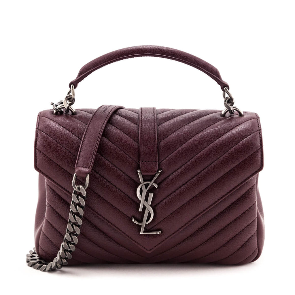 Saint Laurent Sac Coeur Heart Calf Clutch Bag In Rouge Metal