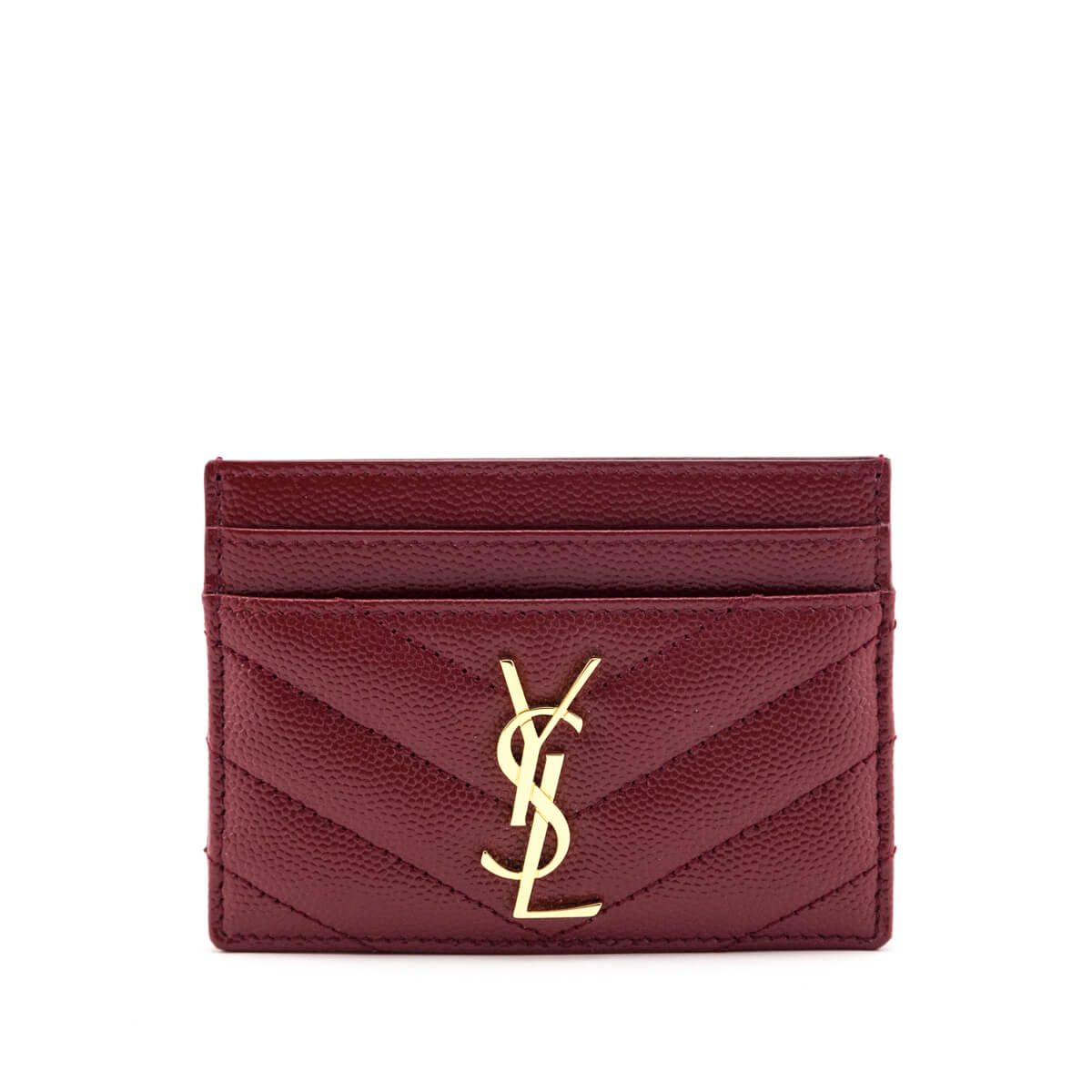 Saint Laurent Rouge Opyum Grain De Poudre Cassandre Matelasse Card Case - Love that Bag etc - Preowned Authentic Designer Handbags & Preloved Fashions