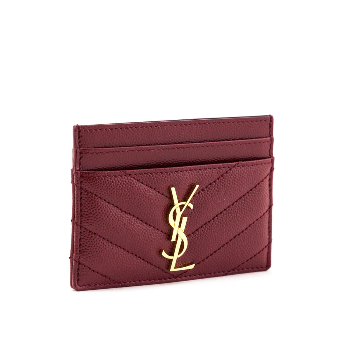 Saint Laurent Cassandre Matelasse Card Case - Red/Gold