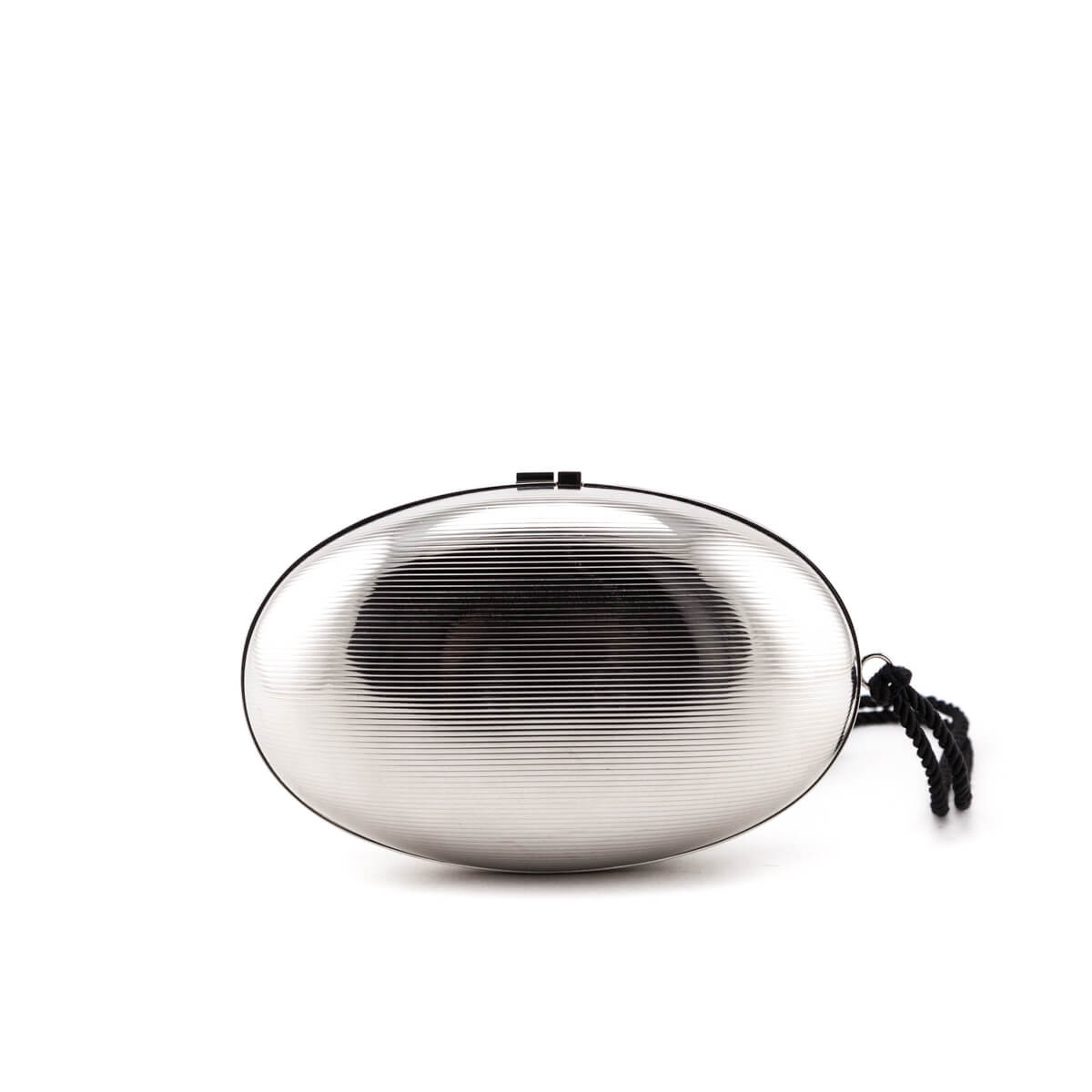 Saint Laurent Silver Brass Oval Logo Minaudiere - Love that Bag etc - Preowned Authentic Designer Handbags & Preloved Fashions