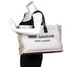 Saint Laurent White Linen and Leather Rive Gauche Noe Tote - Love that Bag etc - Preowned Authentic Designer Handbags & Preloved Fashions