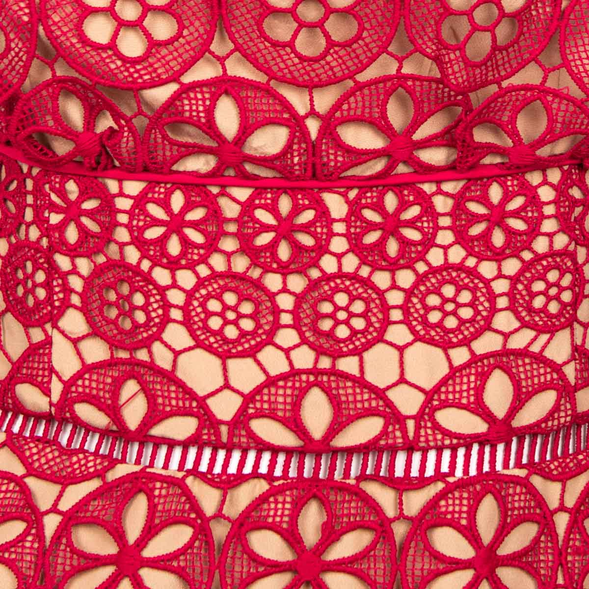 Self-Portrait Fuchsia Pink Lace Pattern Sleeveless Midi Dress Size XXS | UK 6 - Love that Bag etc - Preowned Authentic Designer Handbags & Preloved Fashions
