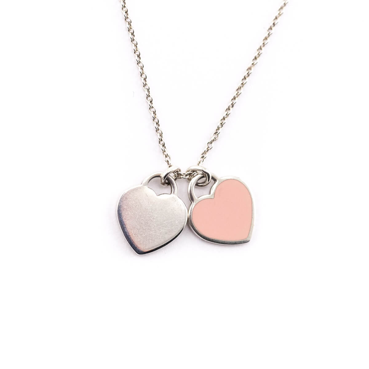 Return to Tiffany® Pink Double Heart Tag Pendant in Silver with a Diamond,  Mini
