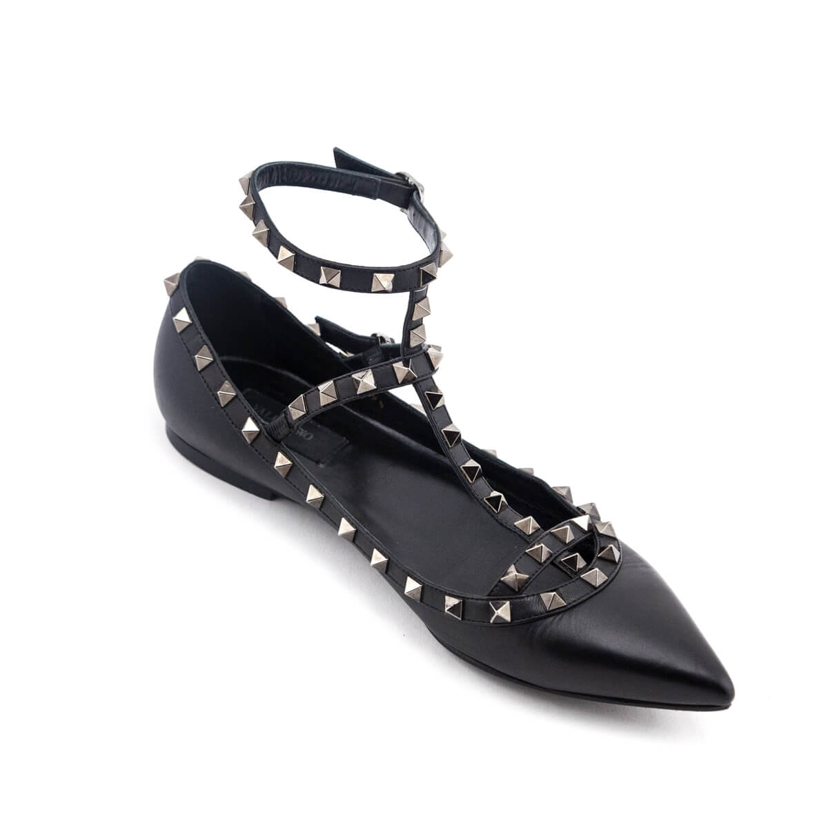 Valentino Black Ankle Strap Flats - Shoes