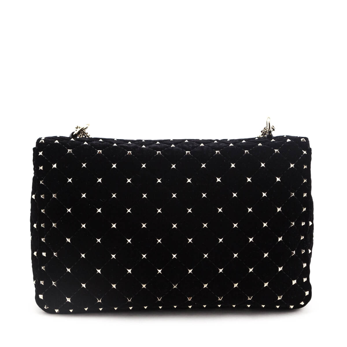 Valentino Black Velvet Large Rockstud Spike Bag - Love that Bag etc - Preowned Authentic Designer Handbags & Preloved Fashions