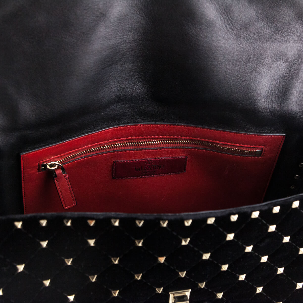 Valentino Black Velvet Large Rockstud Spike Bag - Love that Bag etc - Preowned Authentic Designer Handbags & Preloved Fashions