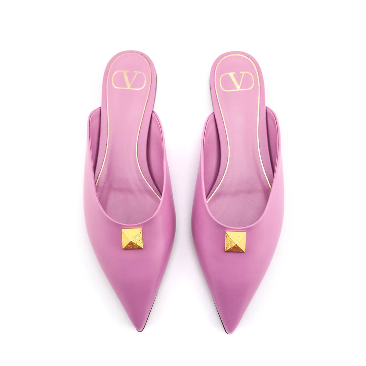 Valentino Pink Calfskin Roman Stud Mules Size US 8 | EU 38 - Love that Bag etc - Preowned Authentic Designer Handbags & Preloved Fashions